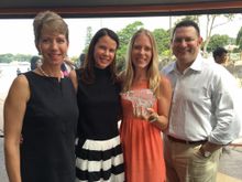 Donna Campbell, Pip Macken and David Goldstein congratulate Jennifer Ennion, co-winner of the Canada Corroboree Media Award
