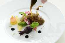 SPOON by Alain Ducasse - Young Pigeon from Bresse- baby turnip & radish