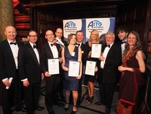 Photo caption (left to right): Winners and presenters of AITO’s members’ awards Roland Hunter (The Mountain Company), Stephen Br