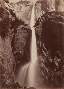 Carleton E. Watkins, Yosemite Falls, View from the Bottom, Yosemite; ca. 1878; albumen print; 21 x 15 1/8 in. (53.34 x 38.42 cm)