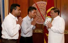 [L to R] Indika Gamage, resident manager of Jetwing Vil Uyana, Chaminda Jayasekera, resident naturalist of Jetwing Vil Uyana, HE