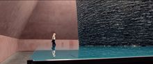 A visitor explores the National Gallery of Australia during the Breathe movie trailer. 