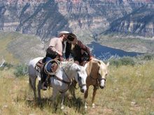 Elaine & Lonnie Schwend, ranch wedding, Lonesome Spur Working Guest Ranch, Montana (Ranch Rider)