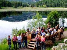 Wagon at gazebo, Bar W Guest Ranch, Montana 