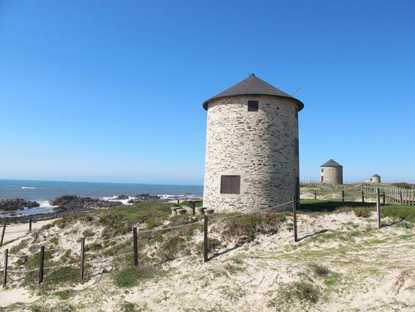 Apulia windmills on the Portuguese Coastal Way Camino route, Northern Portugal