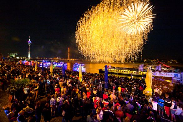 Traditional culmination of the Festival: The spectacular Japanese Fireworks over the Rhine. 