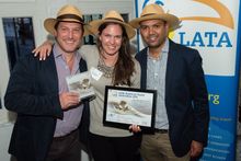 Byron Shirto, Chairman of LATA, Heather Richardson, runner-up of Best Self-Published Award, Santiago Dunn, President of Ecoventu