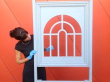 National Museum of Australia senior curator Sophie Jensen with the Play School Arched Window. 