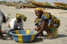 Locals at a fishing village