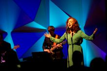 Broadway star Rebecca LaChance performs at Beautiful: The Carole King Musical media call