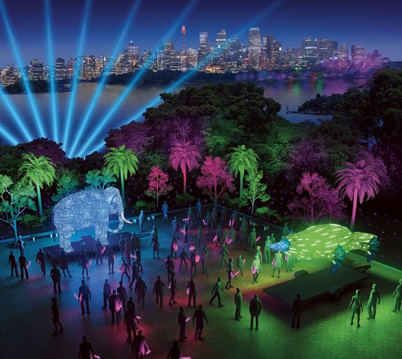 Render of Be the Light for the Wild at Taronga Zoo as part of Vivid Sydney 2106