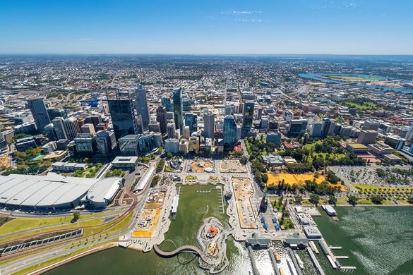 Aerial view of Perth's Elizabeth Quay