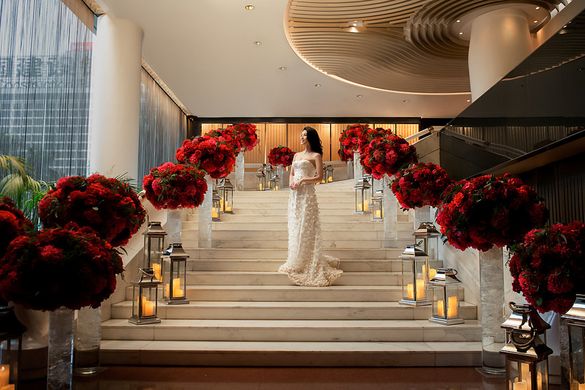 Hong Kong Celebrity Myolie Wu - Bridal Portrait at InterContinental Hong Kong's Iconic White Marble Staircase