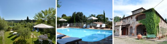 From left: Casa Azzurra; Villa Gardenia; Molino a Brolio 8
