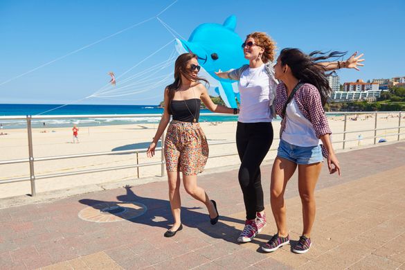 International students at Bondi Beach