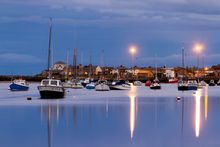 Amble harbour at night