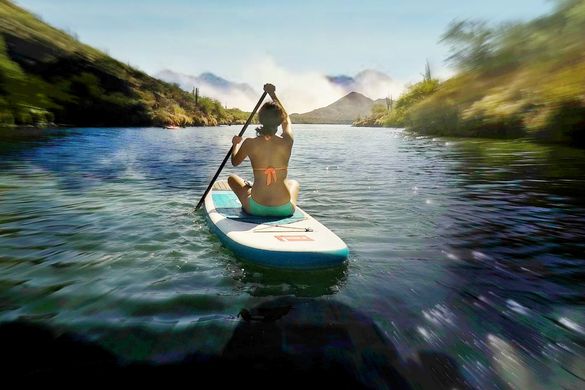 Mesa, Arizona visitors glide along calm waters and enjoy a collection of lakes and rivers that surround the city.