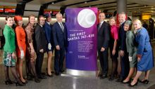 Qantas cabin crew modelled vintage uniforms from the last seven decades to celebrate Heathrow’s 70th anniversary (L-R Markus Sve