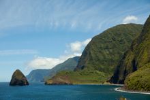Molokai Sea Cliffs and Okala and Huelo islets from Kalaupapa