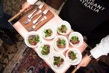 Raw Blackmore Wagyu, fermented rye and raw fungi by Peter Gilmore