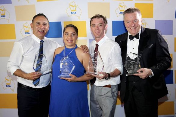 Michael Parkins, General Manager of Voyages National Indigenous Training Academy; Ashlee Murphy, Industry Rising Star of the Yea