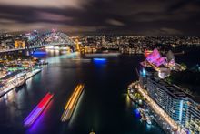 Vivid Sydney 2015 Harbour view from Circular Quay. Credit - Destination NSW