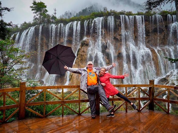Ken Duncan and daughter Jessica in Jiuzhaigou, China