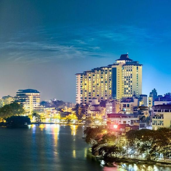 Pan Pacific Hanoi night facade