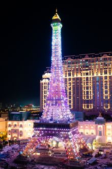 The Parisian Macao showcases its spectacular Eiffel Tower illumination light show ahead of the resort’s opening in mid-September