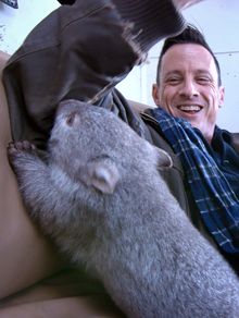 Derek the Wombat and Justin Johnstone Cheif Wombat Cuddler