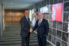 Tourism Australia Managing Director John O'Sullivan with Air New Zealand CEO Christopher Luxton