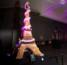 3)	The two metre high croquembouche Eiffel Tower at the Sofitel 20th Anniversary in Melbourne Cocktail Party