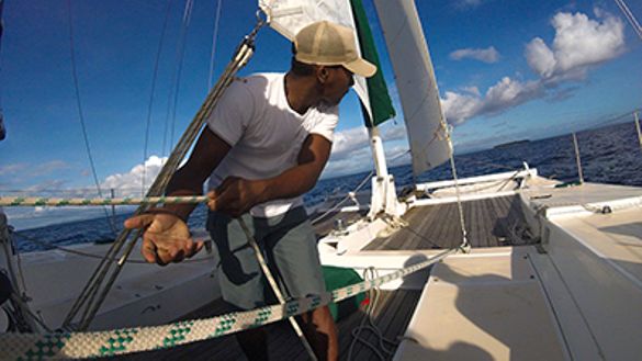 Traditional voyaging Captain Seta sailing Moana