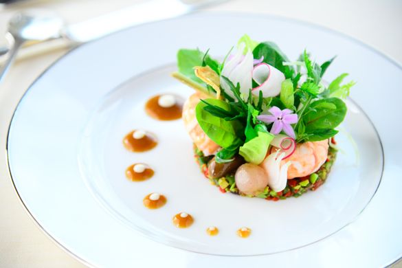 SPOON by Alain Ducasse - Poached Langoustines, Salad, Vegetables, Flowers