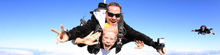 Chief Skydiving Instructor, Glenn Stutt, with a guest tandem skydiving over Busselton for Wild Onesie Week 2015.