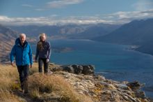 James Cameron and Suzy Amis Cameron on Mt Alfred - credit Alistair Guthrie
