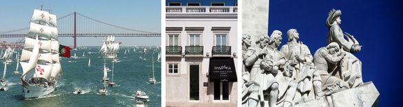 From left: Tall Ships race; Inspira Santa Marta Hotel; the Monument to the Discoveries From left: Tall Ships race; Inspira Santa Marta Hotel; the Monument to the Discoveries
