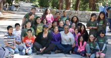 President and First Lady with a group of fourth graders at Yosemite Falls.