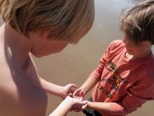 Kids on enjoying the riverside Moab Utah
