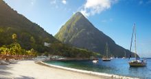  White sands and Gros Piton view at Sugar Beach, A Viceroy Resort