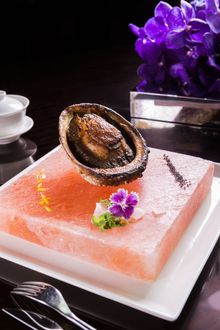 Baked Australian abalone with Himalayan rock salt