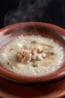 Yan Toh Heen Guest Chef Wakiya's Abalone Congee with Green Vegetables