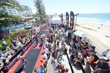 Finish line at the IRONMAN 70.3 Sunshine Coast, this year hosting the first world championship event in Southern Hemisphere