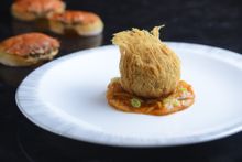 Crispy Taro Dumpling with Seafood and Hairy Crabmeat Roe (landscape)