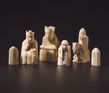 The Lewis chessmen, about 1150–1175 CE, found in Scotland, probably made in Norway