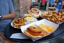 Enjoy traditional German-inspired foods at Frankford Hall daily.