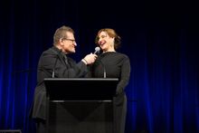 LtoR – MC Henry Weinreich Roth with Michelle Papas, Luxperience