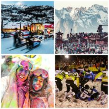Clockwise from top-left: Grande Odyssée Savoie Mont Blanc; Rise Festival; 6 Stations; Skicolor