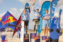 Red Bull Lighthouse to Leighton - 2015 Mens podium - L-r 2nd Andrew Cooksey 1st Peter McKewen 3rd Martin Dolenc