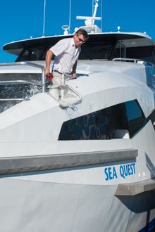 GM Operations Gary Kilby christening Sea Quest